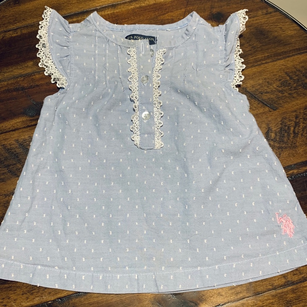 US POLO ASSN blue embroidered dress with lace